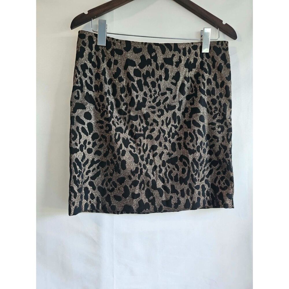 Mob Wife Core ONLY Leopard Print Metallic Bodycon Mini Skirt Size 42